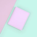 Slim pink leather card holder wallet for women with minimalist folding design - Soft Pink
