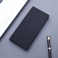Slim black canvas long wallet for men with premium woven texture and sleek business design - Black