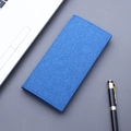 Minimalist long canvas wallet in bright royal blue with premium business styling - Blue
