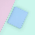 Slim light blue leather card holder and coin purse for women with fine stitching details - Blue