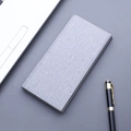 Long canvas wallet for men in light grey with minimalist texture and stitching - Off-White