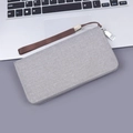 Gray canvas zipper clutch for men featuring wrist strap and durable oxford fabric - Light Gray