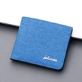 Slim bi-fold canvas wallet for men in sky blue finish with fine woven texture - With johzeon Logo / Blue
