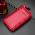 Funda de cuero rojo para llaves de coche con textura lichi y diseño multibolsillo - Estilo sin gancho / Rojo