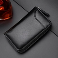 Funda de cuero negro para llaves de coche con textura de grano y cierre de cremallera - Estilo sin gancho / Negro