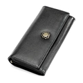 Elegante schwarze RFID-Ledergeldbörse für Damen mit Vintage-Bronze-Rosen-Metall-Schnalle - Schwarz
