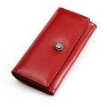 Elegantes langes rotes Lederportemonnaie für Damen mit RFID-Schutz und Metallrosen-Logo - Rot