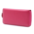 Long RFID blocking leather wallet for women with rose red litchi grain and zip closure - Rose Red