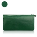 Dark green long leather wallet for women with high-quality litchi texture and zipper - Green