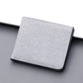 Men's slim bi-fold wallet in light grey canvas fabric with a horizontal minimalist design - Without Label / Gray