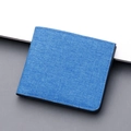 Slim blue canvas bifold wallet for men with textured fabric finish and card slots - Without Label / Blue