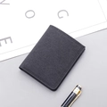 Slim dark grey canvas wallet for men featuring durable fabric texture and double stitching - Vertical Canvas (5507784687343) / Black