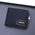 Minimalist black canvas zipper wallet with metal hardware and durable fabric finish - Black