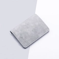 Slim minimalist bi-fold card holder wallet in light grey matte leather finish - Vertical Style 5 Slots / Off-White