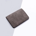 Slim dark grey faux suede bifold card holder wallet with brand embossing - Vertical Style 5 Slots / Dark Coffee