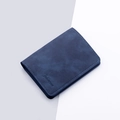 Slim dark blue frosted leather card wallet with jolizeon logo and stitching detail - Vertical Style 5 Slots / Dark Blue