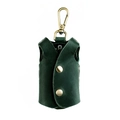 Portachiavi in pelle verde scuro fatto a mano a forma di gilet con gancio in ottone - Verde
