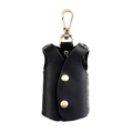 Handmade black leather key case in a creative tactical vest design with gold metal hooks - Black