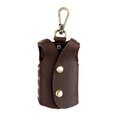 Handmade brown leather vest-shaped key case with bronze snap buttons and hook - Coffee