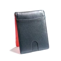 Portafoglio da uomo in pelle texture carbonio con interno rosso vivace - Nero Arancio (9610黑橙)