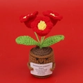 Handmade crochet lily of the valley potted plant with emotional support card on red background - Red Lily of the Valley