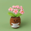 Handmade crochet lily of the valley plant with emotional support card and cute smile pot - Pink Forget-me-not