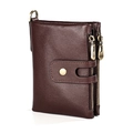 Portefeuille pour homme en cuir café foncé avec protection RFID et double zip - Style Standard (3515) / Café