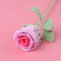 Detail showing hand-knitted crochet rose bouquet with pink gradient yarn and fine texture - Gradient Rose Red
