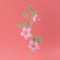Bouquet di fiori di gelsomino rosa fatto a mano all'uncinetto con foglie verdi su sfondo rosa - Rosa