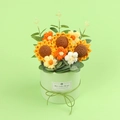 Handmade knitted sunflower bouquet in a green pot for desktop home decoration - Green