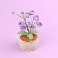 Handmade crochet lily of the valley potted plant with purple flowers and pearl accents - Purple