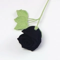 Handmade crochet rose in deep black yarn with green stem for elegant home decor - Black