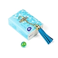 Blue leather tassel keychain with gold-plated lobster clasp for bags and car keys - Ls01 / Light Blue
