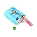 Pink leather tassel keychain with gold lobster clasp hanging on a floral backdrop - Ls01 / Pink