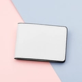 Slim white PU leather driver license wallet with black oil edge and two card slots - White