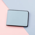 Slim light blue leather driver license holder with white stitching and oil edges - Blue