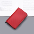 Portefeuille RFID minimaliste en fibre de carbone rouge avec éjection de carte - Rouge