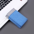 Cartera de lona de tres pliegues para hombre en diseño denim azul y gris - Azul