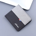 Cartera corta plegable de lona para hombre en bicolor negro y gris con cinta tejida - Negro