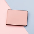 Étui pour permis de conduire en cuir rose mince avec deux fentes pour cartes et bords noirs - Rose