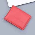 Genuine red leather driving license holder with embossed silver lettering and fine stitching - 2 Card Slots / Red