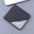 Men's slim canvas bifold wallet in charcoal and light grey patchwork design - Black
