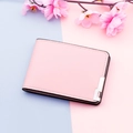 Funda rosa para carné de conducir en cuero granulado con hebilla de metal plateada - Rosa