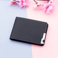Cartera de carnet de conducir en cuero PU negro con costuras y hebilla plateada - Negro
