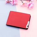 Faux leather driver license wallet in bright red with white stitching and metal corner - Red