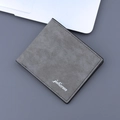 Portefeuille court gris pour hommes en cuir synthétique texturé avec logo argent - Noir