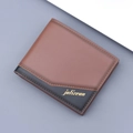 Men's bifold wallet in dark brown and black leather featuring a stylish V-shape stitching - Coffee