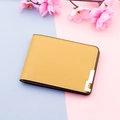 Yellow leather vehicle license wallet with silver corner and contrast stitching - Yellow