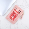Porte-cartes en cuir rose à motif crocodile avec fermeture éclair et fenêtre ID - Rose