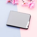 Slim light gray driver's license wallet with black edges and silver metal buckle - Gray
